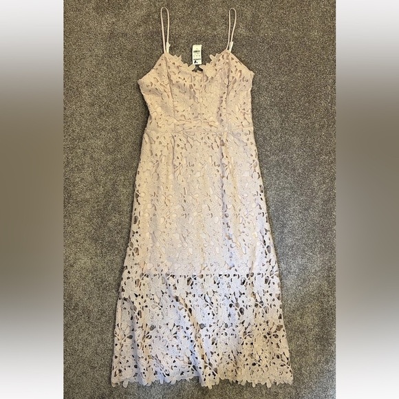 Express Women's Pink Floral Lace Midi Dress Sleeveless Size M - Medium - NWT$118 - Picture 3 of 16
